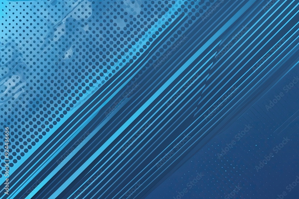 Poster digital abstract blue dots and lines pattern - smooth geometric design for technology and modern bac