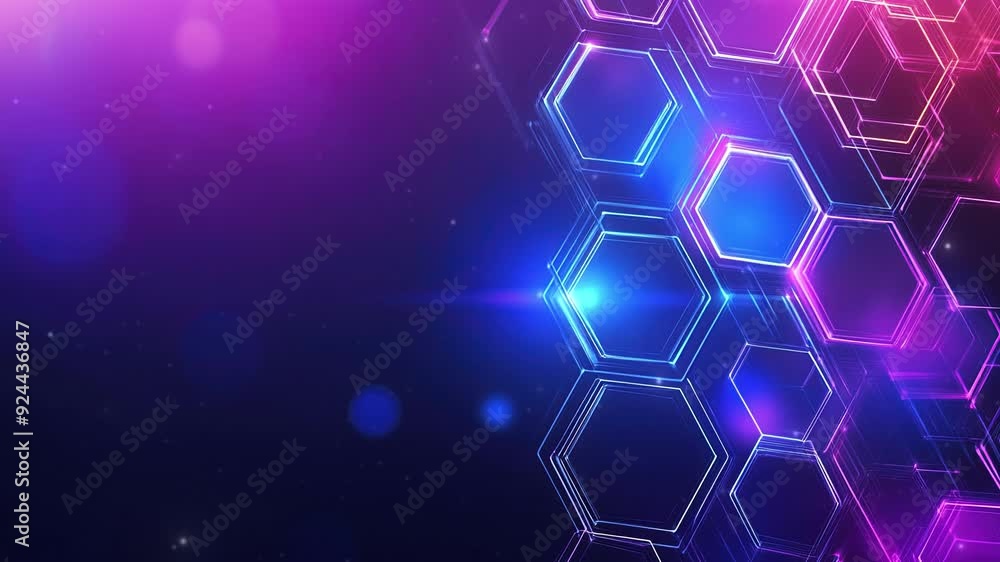 Poster abstract purple and blue background with a hexagon pattern for technology. abstract futuristic geome