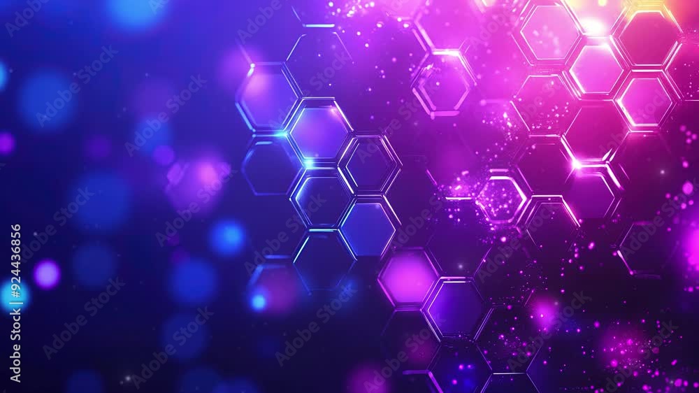 Poster abstract purple and blue background with a hexagon pattern for technology. abstract futuristic geome