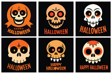Halloween t-shirt design with Halloween skull background and text Happy Halloween