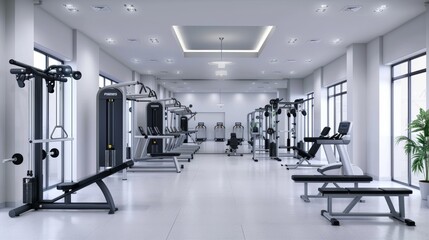 Fototapeta premium Modern Gym Interior with Fitness Equipment