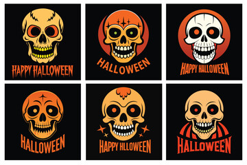 Halloween t-shirt design with Halloween skull background and text Happy Halloween
