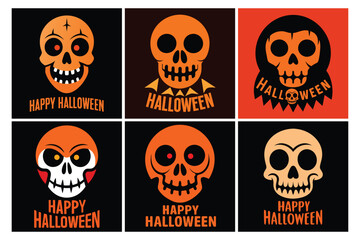 Halloween t-shirt design with Halloween skull background and text Happy Halloween