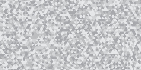 Abstract geometric white and gray background seamless mosaic and low polygon triangle texture wallpaper. Triangle shape retro wall grid pattern geometric ornament tile vector square element.