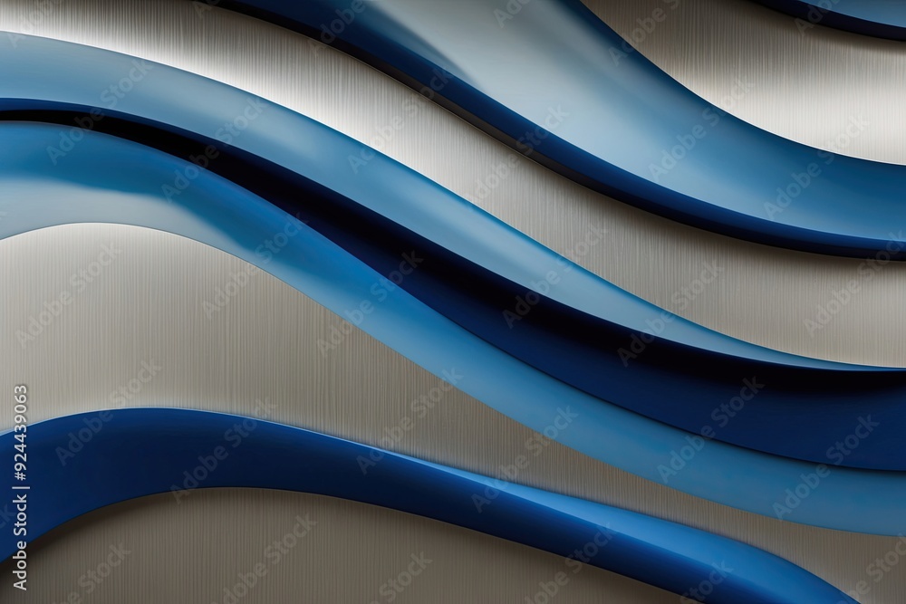 Poster chic indigo mist patterns on brushed metal surface with dynamic waves and flow