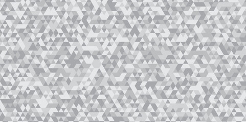 Abstract geometric white and gray background seamless mosaic and low polygon triangle texture wallpaper. Triangle shape retro wall grid pattern geometric ornament tile vector square element.