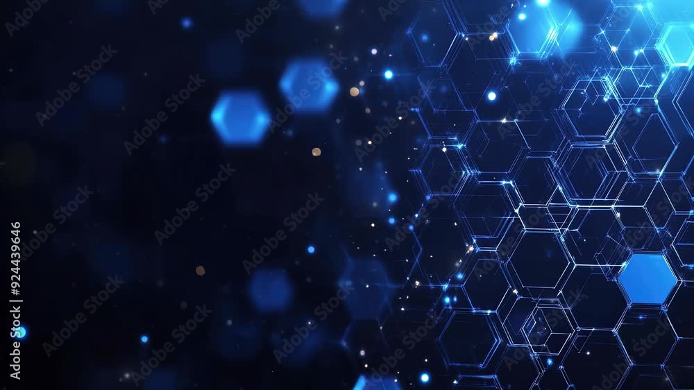 Poster abstract purple and blue background with a hexagon pattern for technology. abstract futuristic geome
