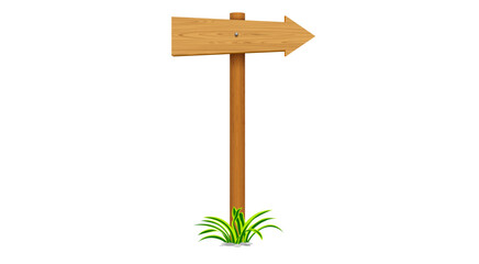 blank wooden road sign on the white background	