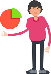 Man Character Holding Pie Chart
