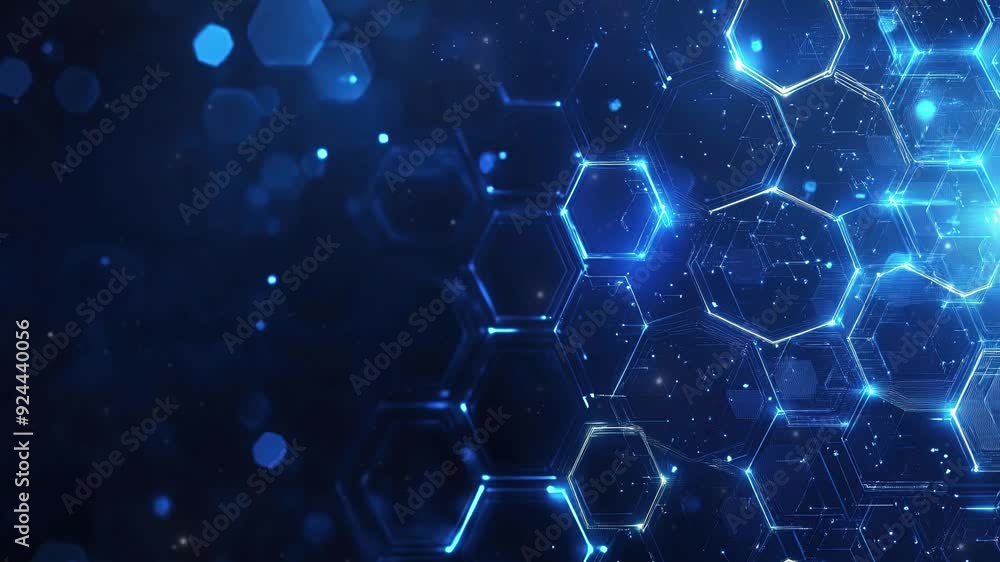 Poster abstract purple and blue background with a hexagon pattern for technology. abstract futuristic geome