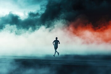 Sport dramatic backgrounds. Runner. Isolated scene with generative ai