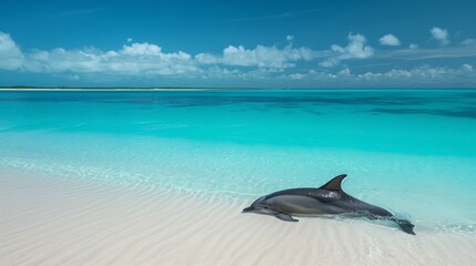 Injured or dead dolphins washed ashore on a white sandy beach