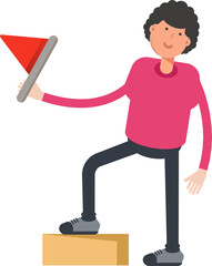 Man Character Holding Flag
