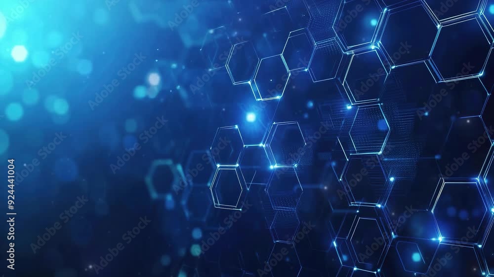 Poster abstract purple and blue background with a hexagon pattern for technology. abstract futuristic geome