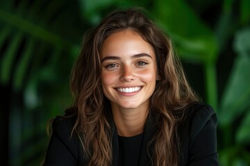 Fototapeta premium Smiling Young Businesswoman Working At Her Desk, Confidence And Positivity