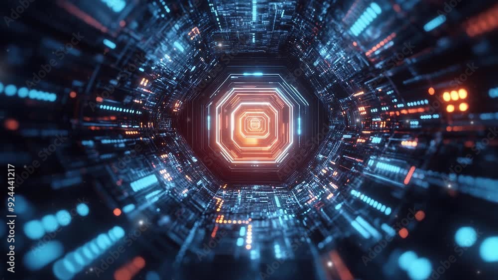 Poster abstract futuristic background with digital technology elements and circles. digital network connect