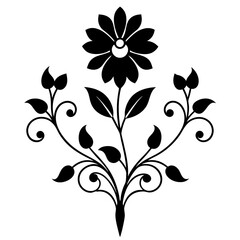 Vintage floral decor silhouette high quality vector art illustration
