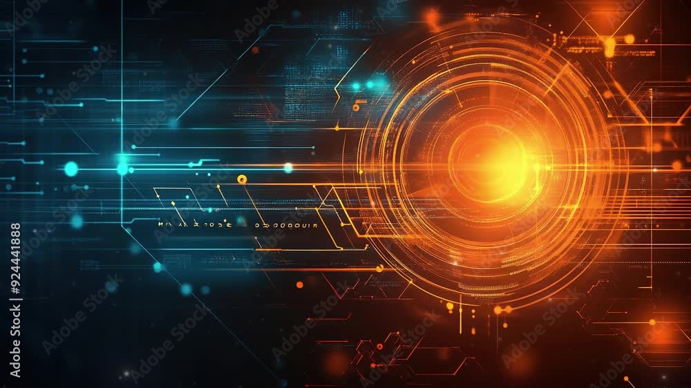 Poster abstract futuristic background with digital technology elements and circles. digital network connect