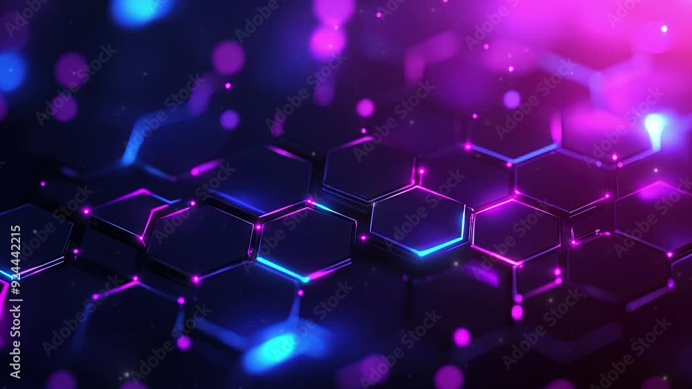 Poster abstract purple and blue background with a hexagon pattern for technology. abstract futuristic geome