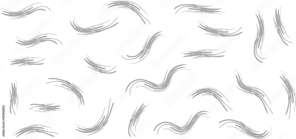 Poster set of different grey brush art vector graphics.