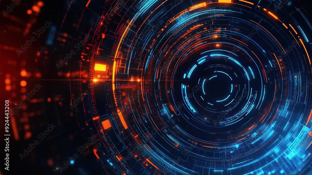 Poster abstract futuristic background with digital technology elements and circles. digital network connect