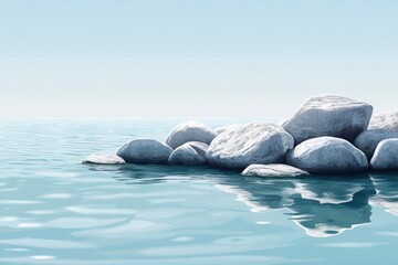 Smooth, Grey Rocks Resting in Calm Water