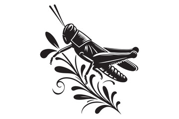 Vector Silhouette of Grasshopper Nature-Inspired Illustration