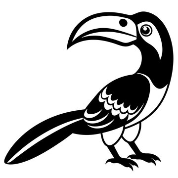 black and white toucan bird profile clip art preview