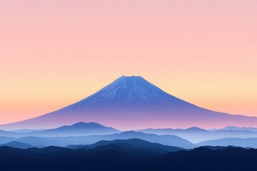 Silhouetted Mountain Range Under a Pink and Yellow Sky