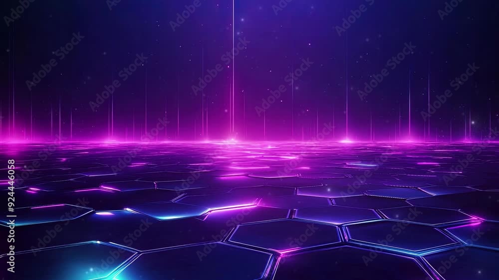 Poster abstract purple and blue background with a hexagon pattern for technology. abstract futuristic geome