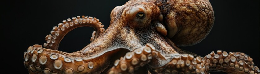 Naklejka premium A realistic rendering of an octopus, showing the veins visible through its semitransparent skin
