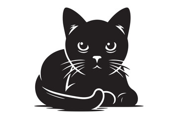 cute cat silhouette vector illustration 