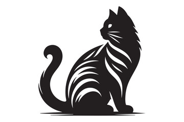 cute cat silhouette vector illustration 