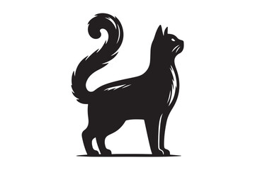 cute cat silhouette vector illustration 