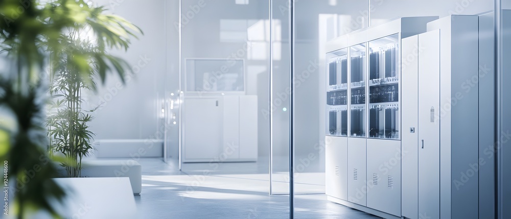Poster futuristic and compact modular energy storage system with complex internal structures state of the a