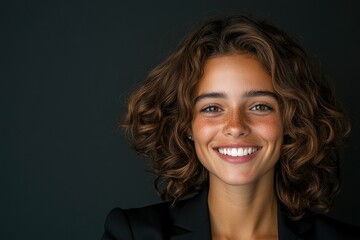 Smiling Young Mixed-Race Businesswoman, Looking Ahead With Optimism And Confidence