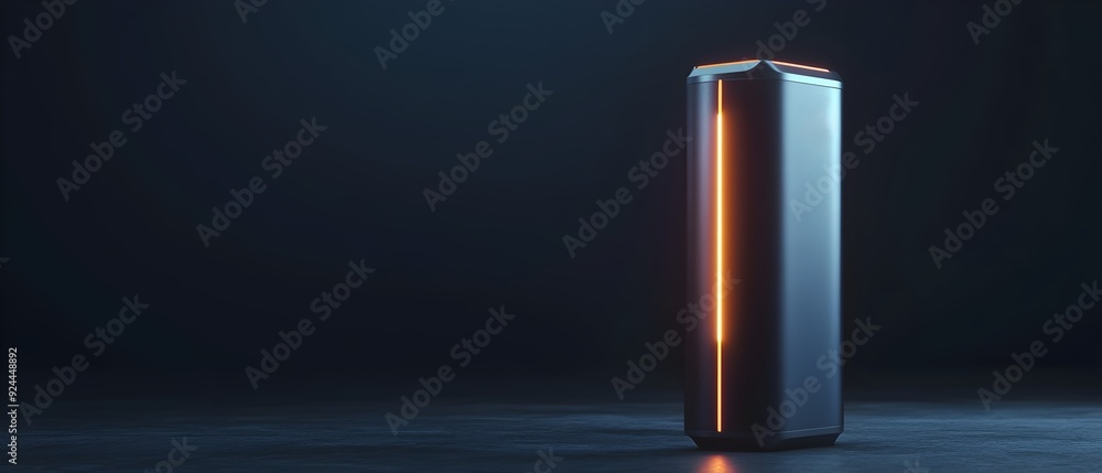 Poster cutting edge power cell with advanced charging circuitry sleek metallic housing and glowing status i