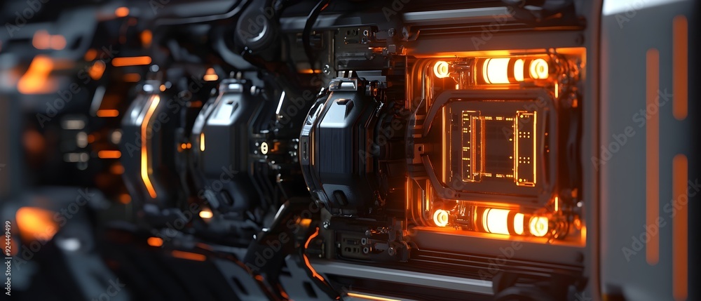 Poster captivating cross section view showcasing the intricate details and sleek design of advanced futuris