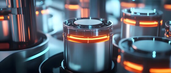 Cutting edge power cells solid state battery technology and advanced thermal management systems in a sleek futuristic industrial design  This render showcases the clean efficient