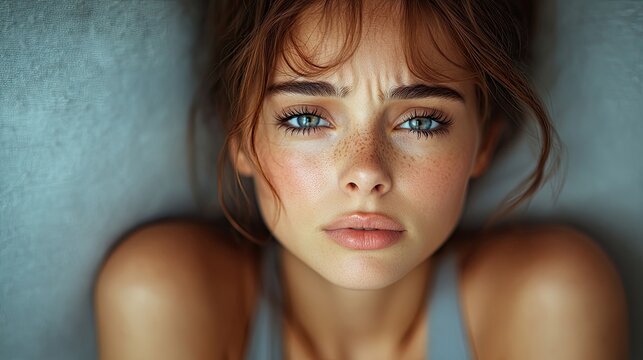 woman crying doing her make-up portrait of - Powered by Adobe