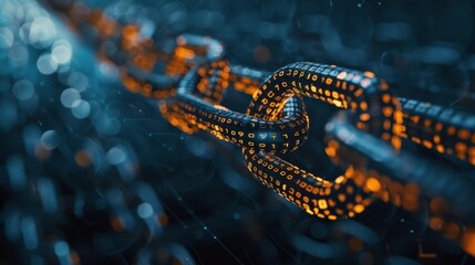 Glowing Digital Chain: Abstract Technology Background