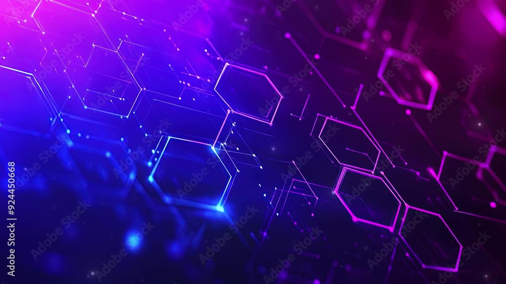 Poster abstract purple and blue background with a hexagon pattern for technology. abstract futuristic geome