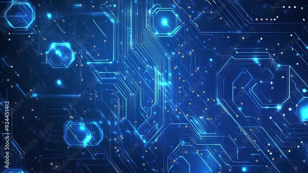 Poster abstract blue circuit board background. abstract technology background. high technology and digital 