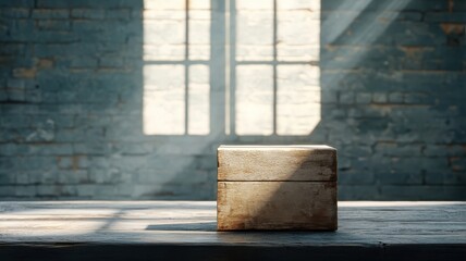 Cracked box illuminated by otherworldly light, casting ominous shadows.