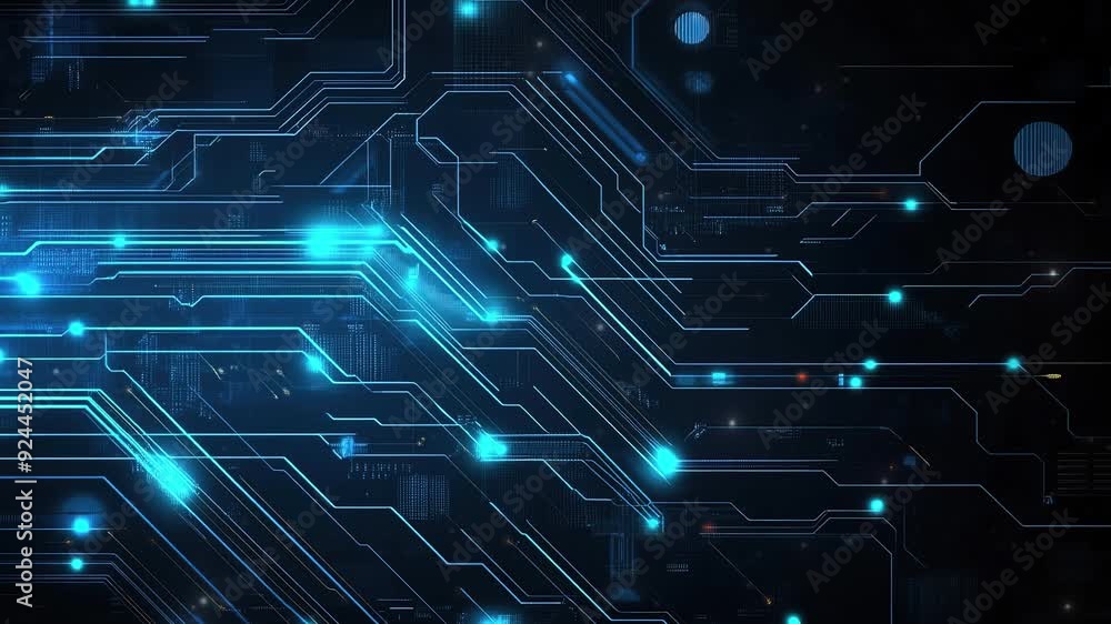 Poster abstract blue circuit board background. abstract technology background. high technology and digital 