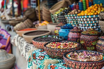 Fototapeta premium A colorful display of beads and other trinkets