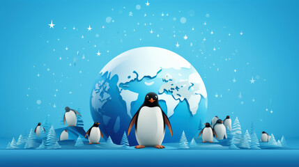 Naklejka premium generated illustration of Celebrate World Penguin Day on April 25