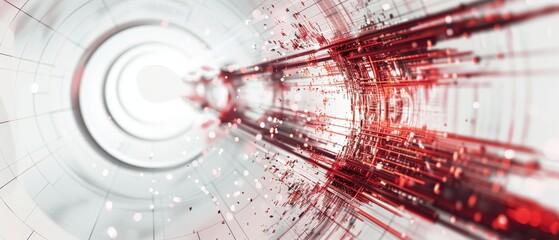 Obraz premium A red and white image of a tunnel with a red line in the middle