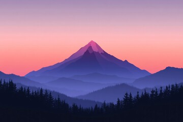 Fototapeta premium Silhouette of a Mountain Range at Dusk
