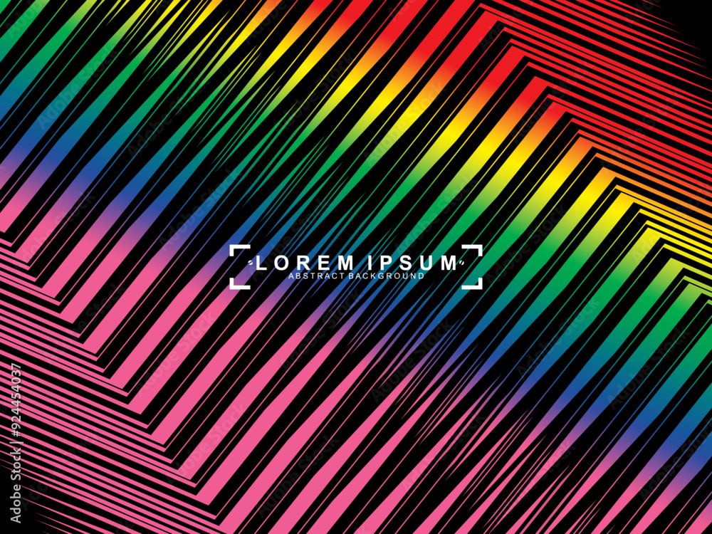Fototapete futuristic abstract technology shining rainbow light lines with modern lines pattern black backgroun